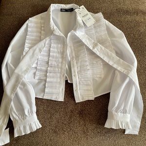Crop button up stylish white shirt